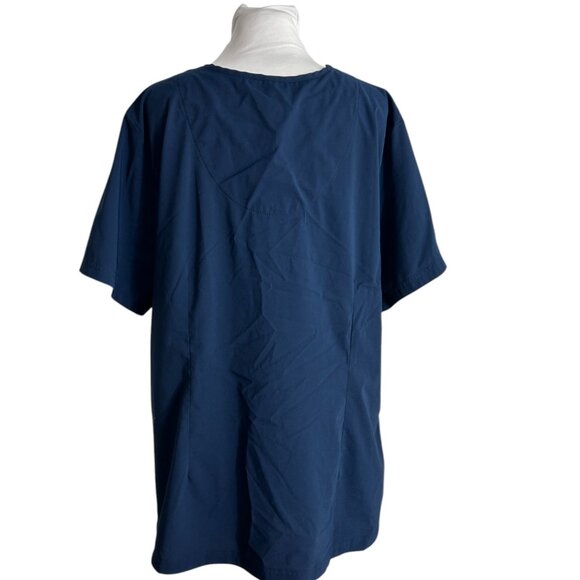 Koi Basics Katie Navy Blue Scrub Top Size 2X Style 374 Mock Wrap 4 Pockets - Picture 2 of 11